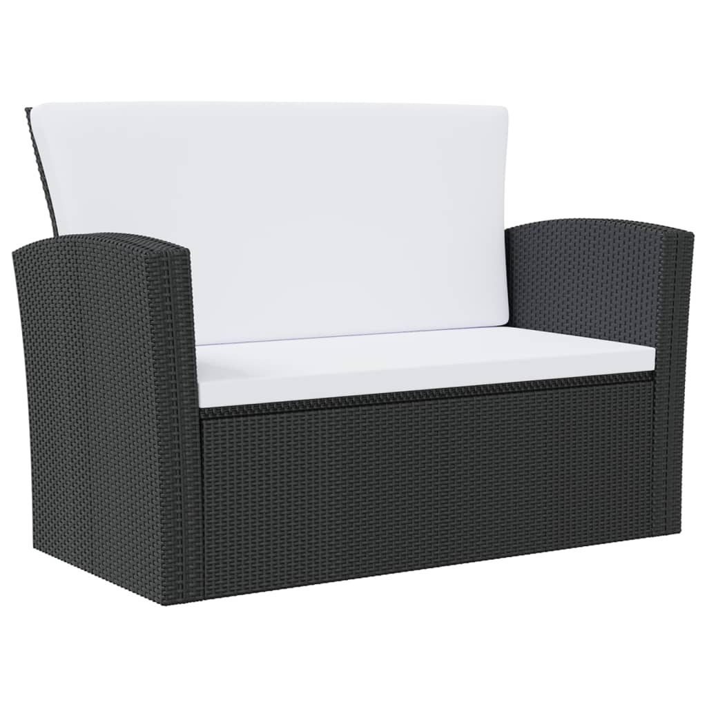 Set Divani da Giardino 16 pz con Cuscini in Polyrattan Nero - immagine 4