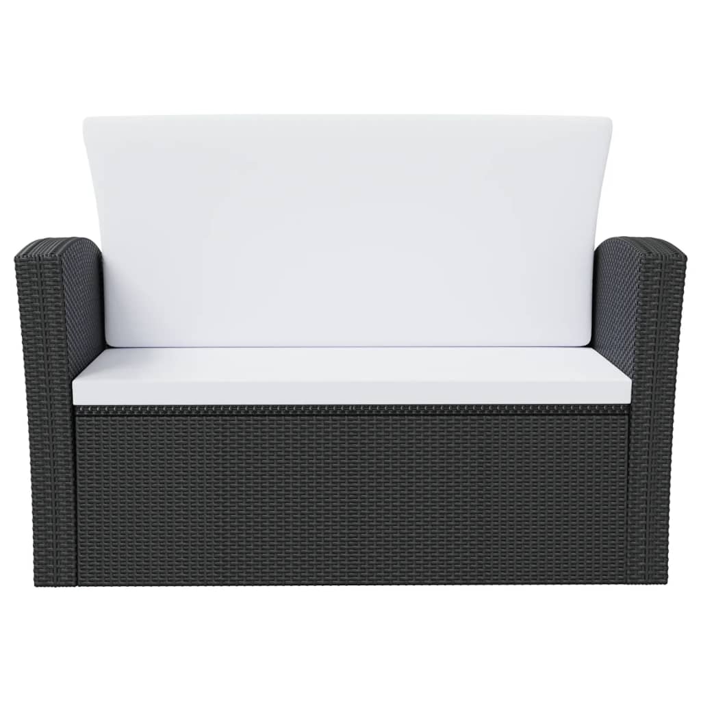 Set Divani da Giardino 16 pz con Cuscini in Polyrattan Nero - immagine 5