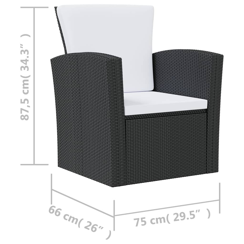 Set Divani da Giardino 16 pz con Cuscini in Polyrattan Nero - immagine 8