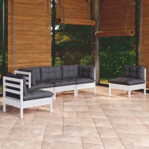 Set Salotto da Giardino 5pz con Cuscini Legno Massello di Pino