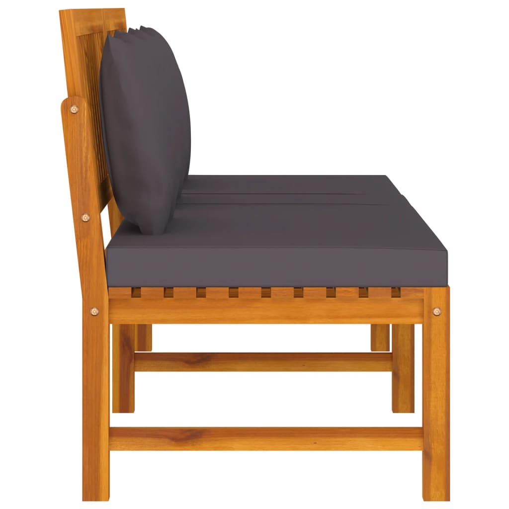 Dormeuse con Cuscino Grigio 200x60x75cm Legno Massello Acacia - immagine 5