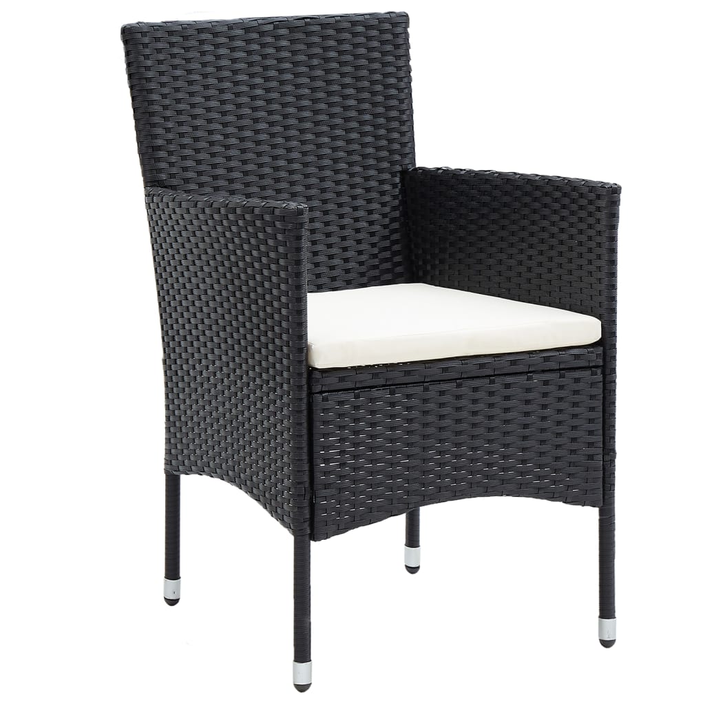 Set Bistrot per Giardino 5 pz Polyrattan e Massello Acacia Nero - immagine 3