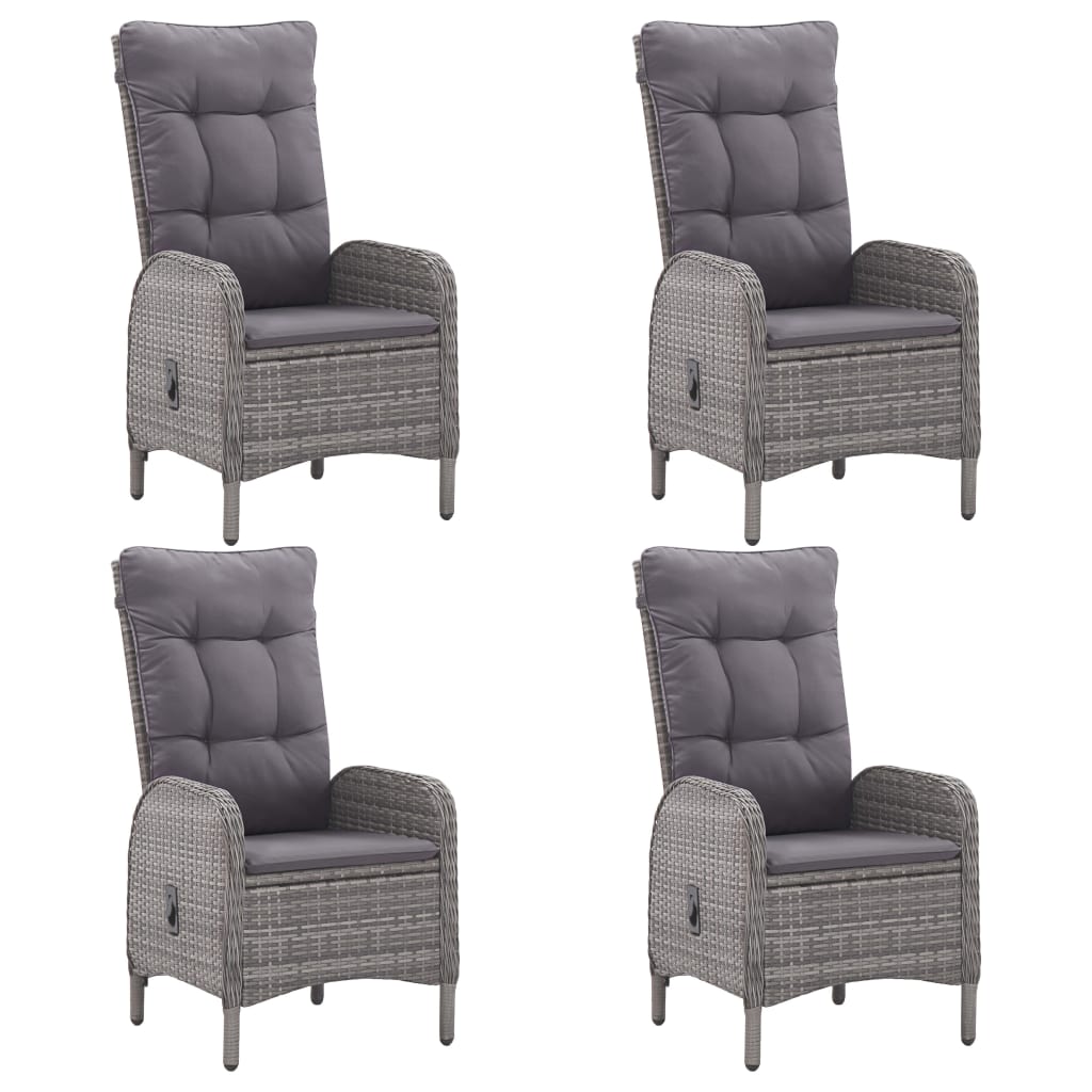 Set da Pranzo da Giardino 5 pz in Polyrattan e Vetro Grigio - immagine 3