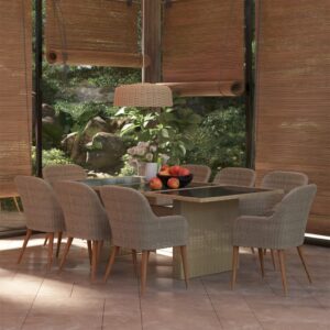 Set da Pranzo da Giardino 9 pz in Polyrattan Marrone
