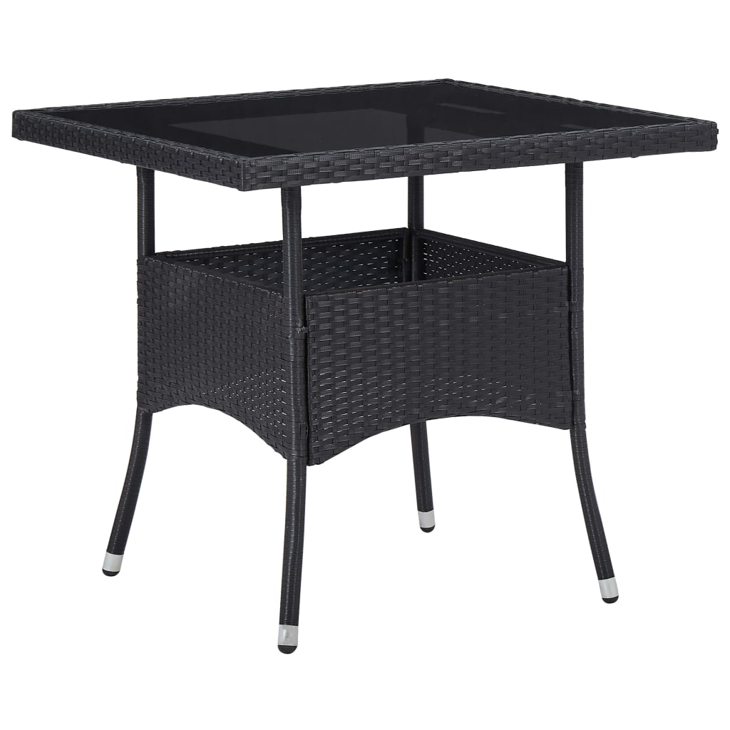 Set da Pranzo per Giardino 5 pz Polyrattan Vetro Temperato Nero - immagine 3