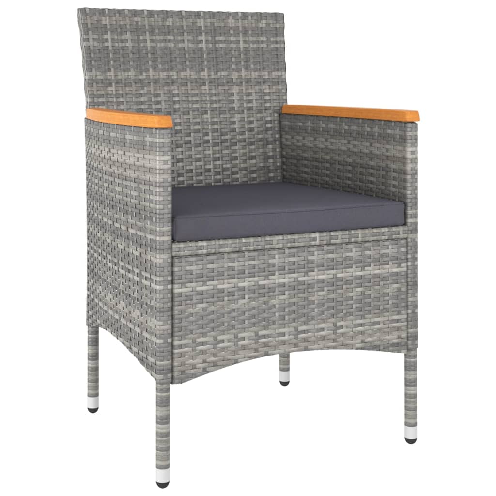 Set Pranzo da Giardino 5 pz Polyrattan e Vetro Temperato Grigio - immagine 4