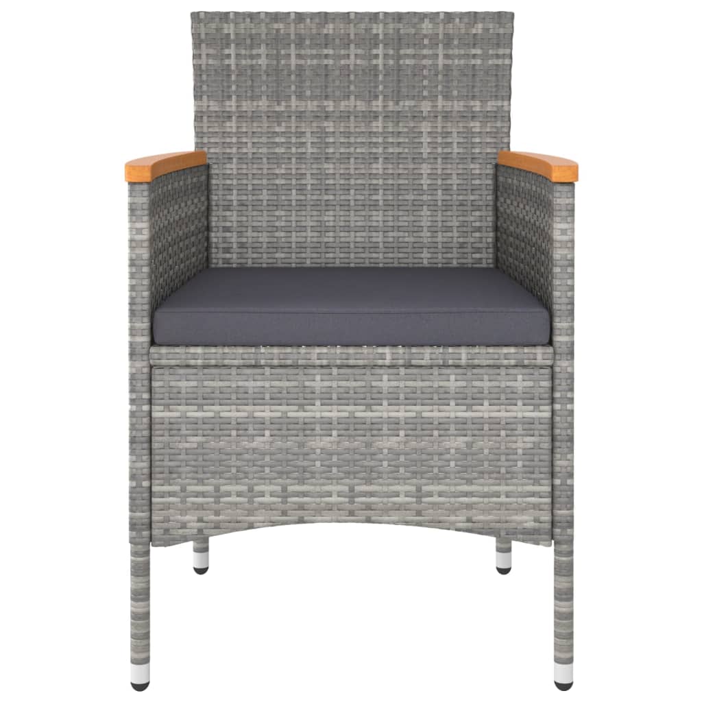 Set Pranzo da Giardino 5 pz Polyrattan e Vetro Temperato Grigio - immagine 5