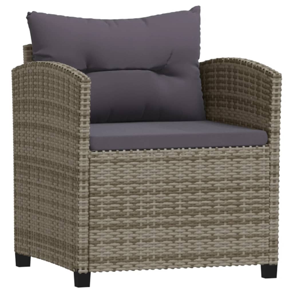 Set Divani da Giardino 3 pz con Cuscini in Polyrattan Grigio - immagine 3