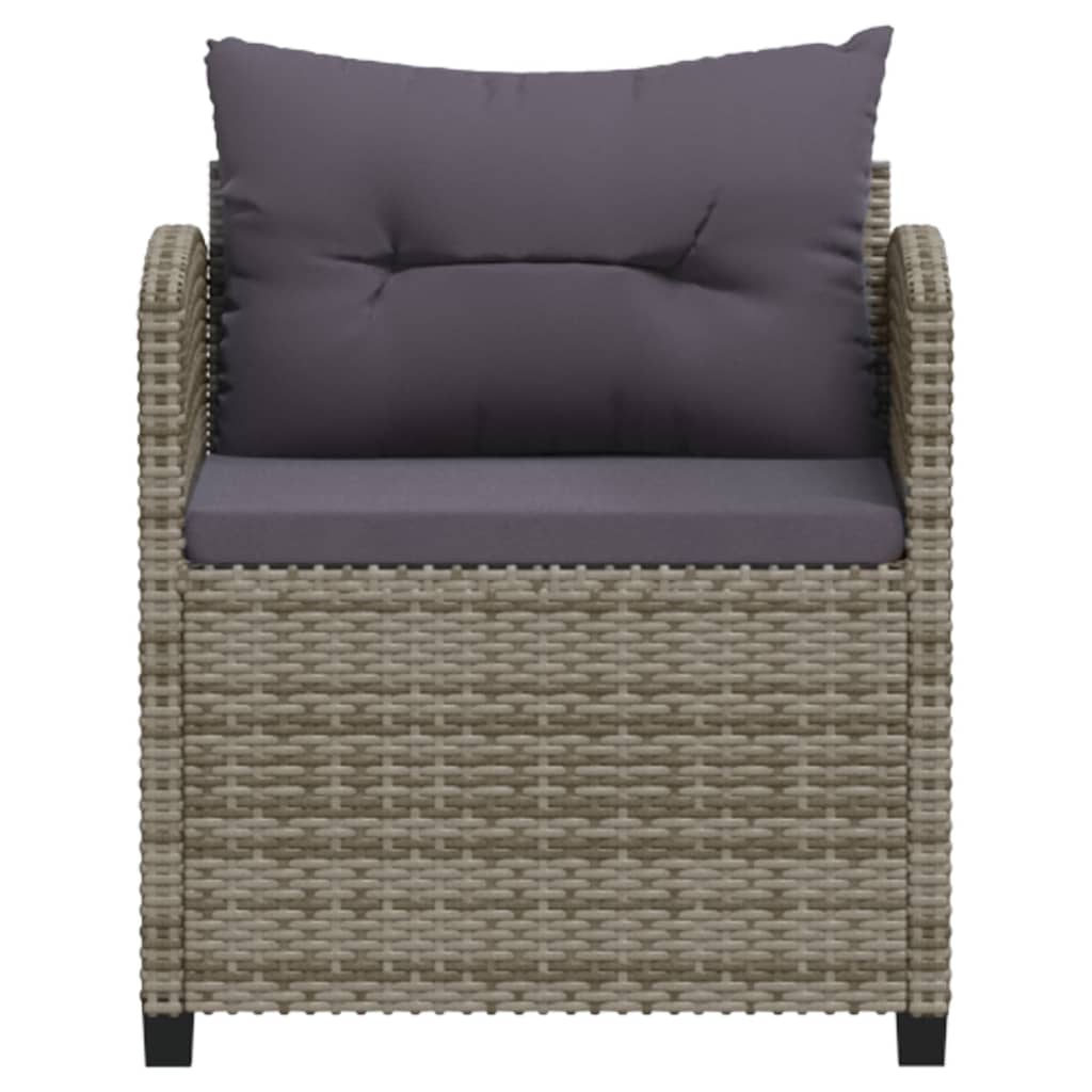 Set Divani da Giardino 3 pz con Cuscini in Polyrattan Grigio - immagine 4