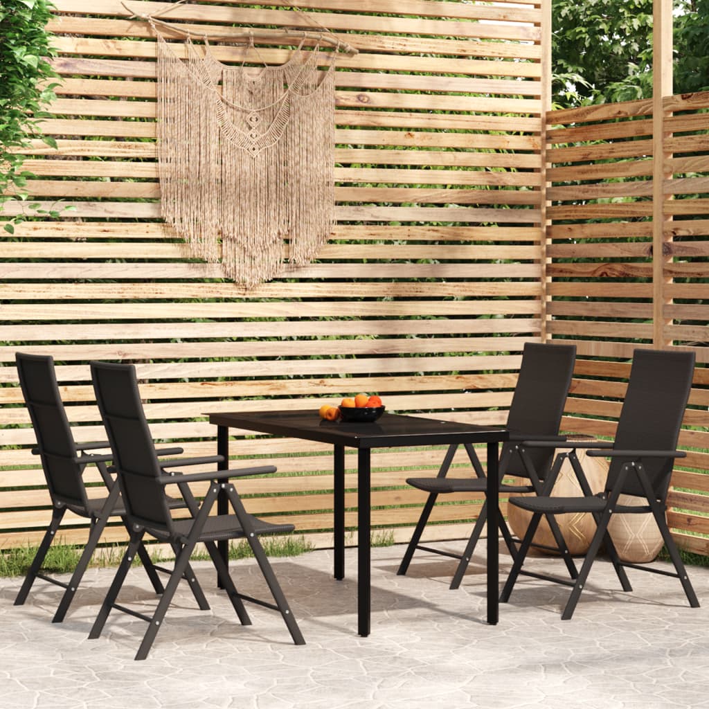 Set da Pranzo da Giardino 5 pz Nero