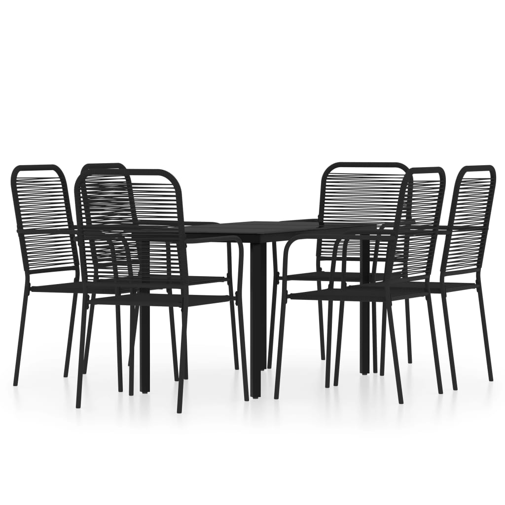 Set Mobili da Pranzo per Giardino 7 pz Nero - immagine 2