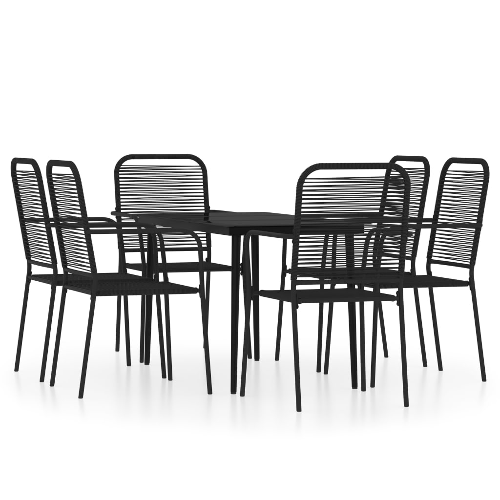 Set Mobili da Pranzo per Giardino 7 pz Nero - immagine 2