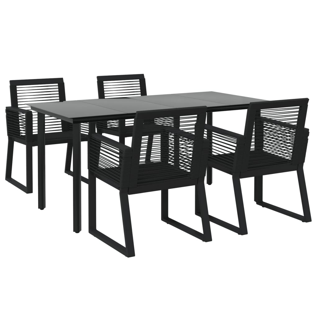 Set Mobili da Pranzo per Giardino 7 pz Nero - immagine 3
