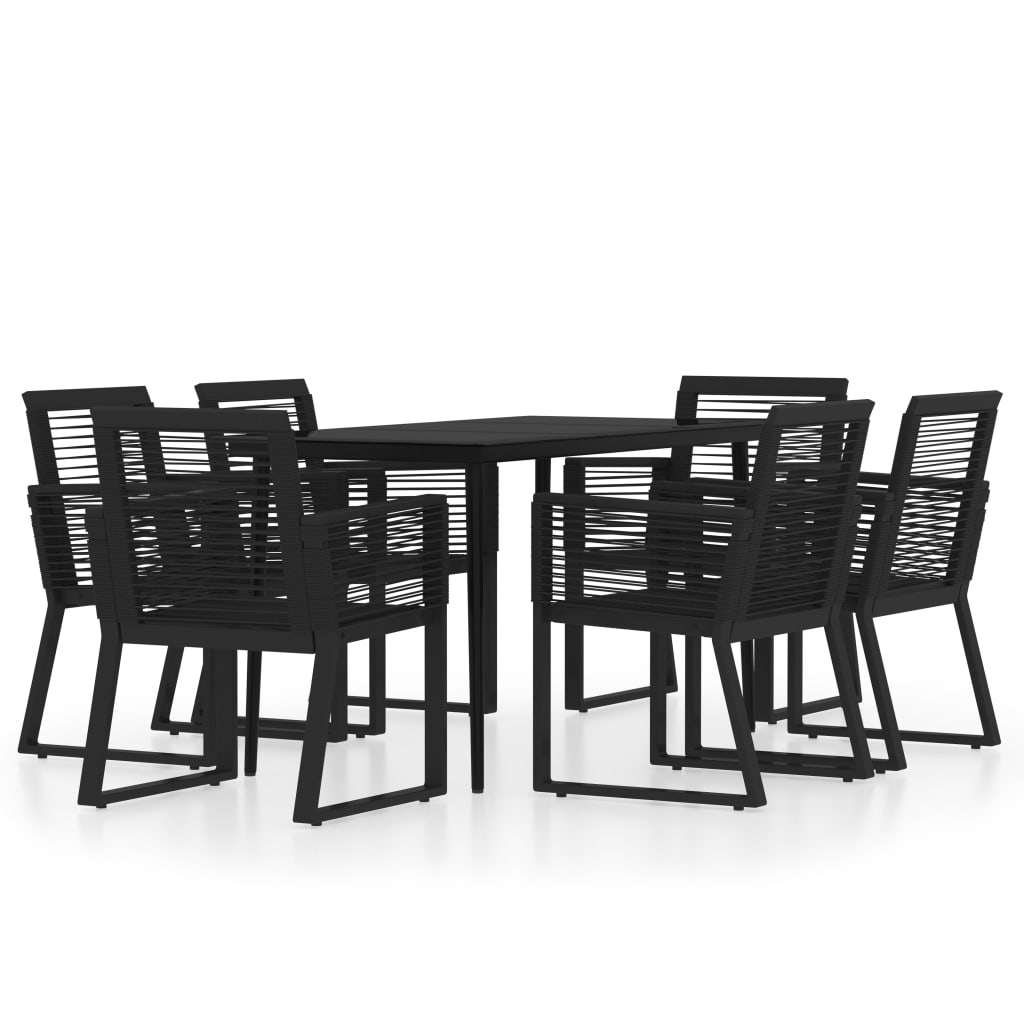 Set Mobili da Pranzo per Giardino 7 pz Nero - immagine 2