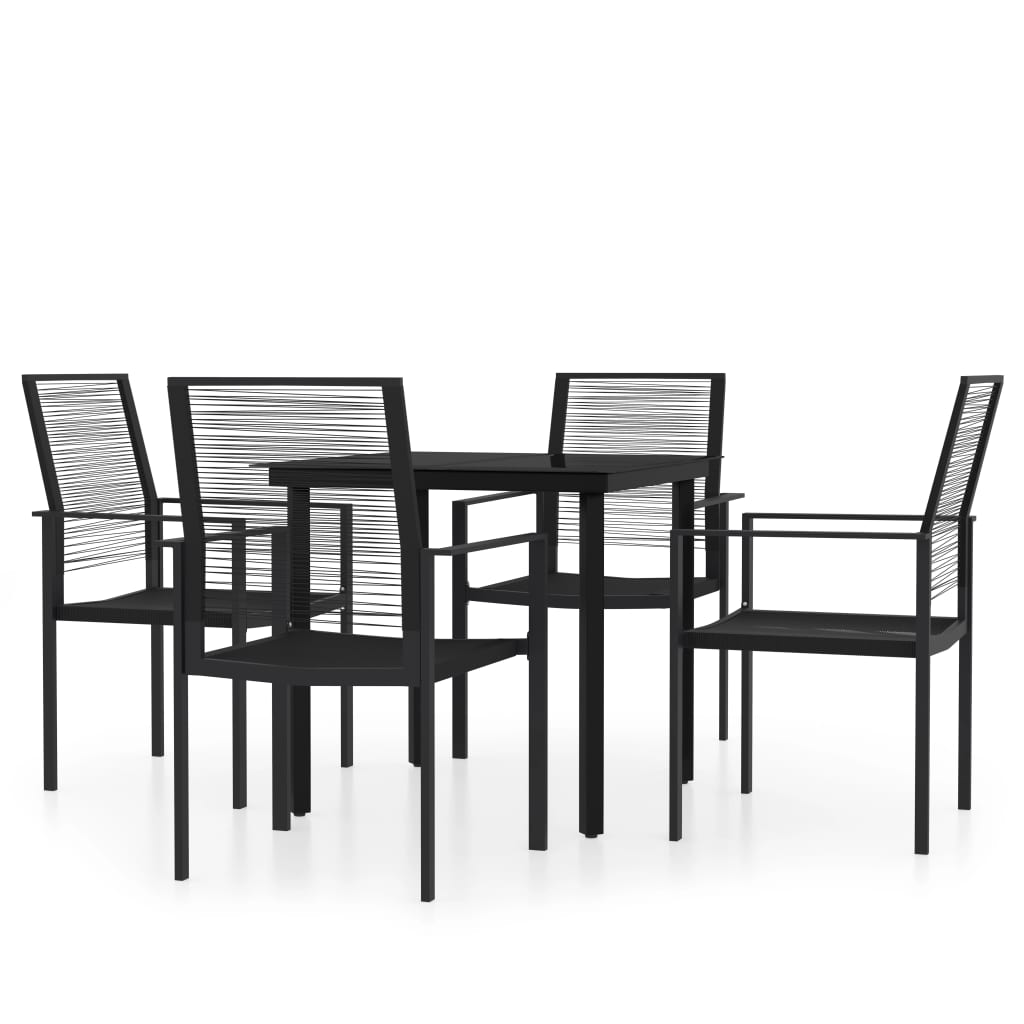 Set Mobili da Pranzo per Giardino 5 pz Nero - immagine 2