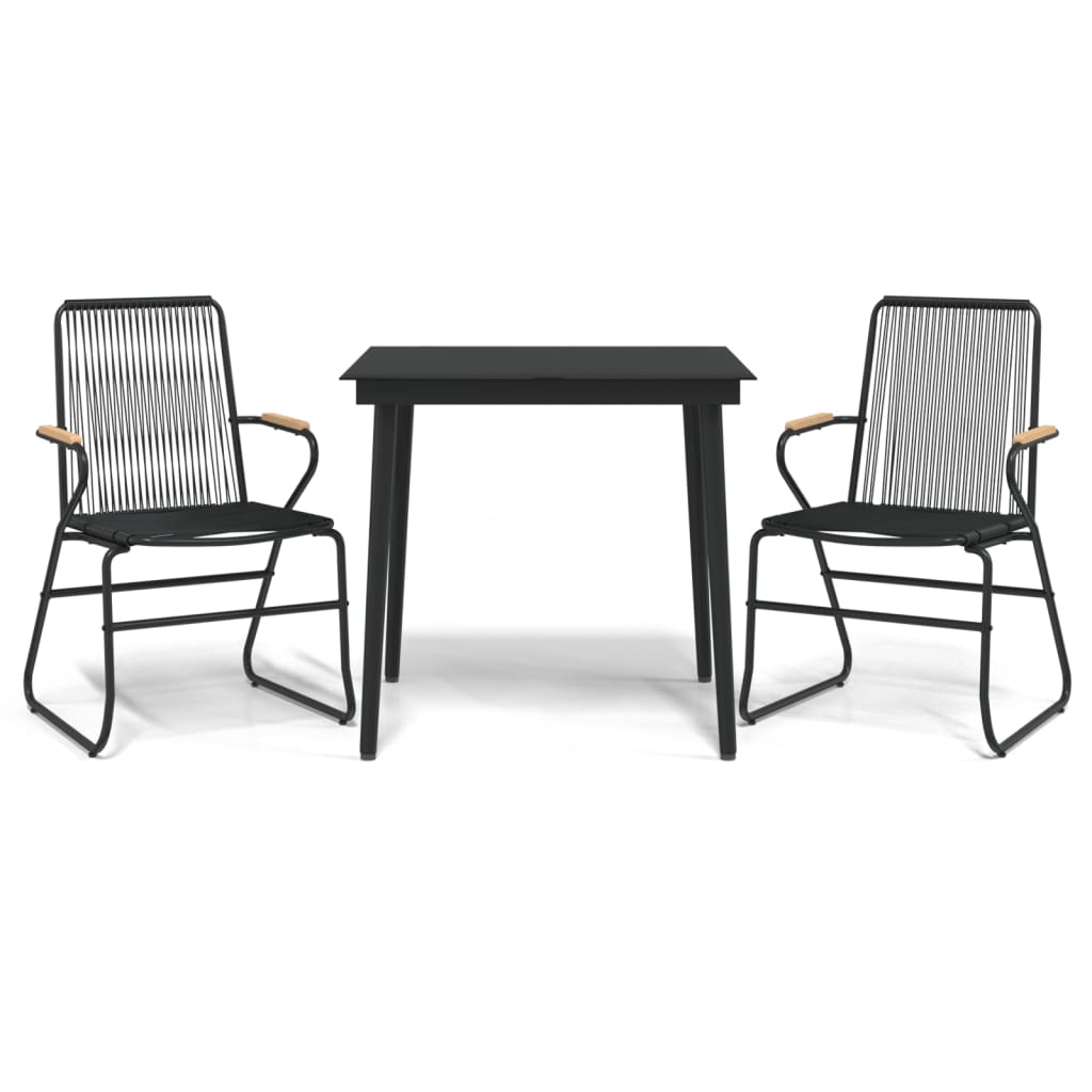 Set da Pranzo da Giardino 3 pz Nero in Rattan PVC - immagine 2