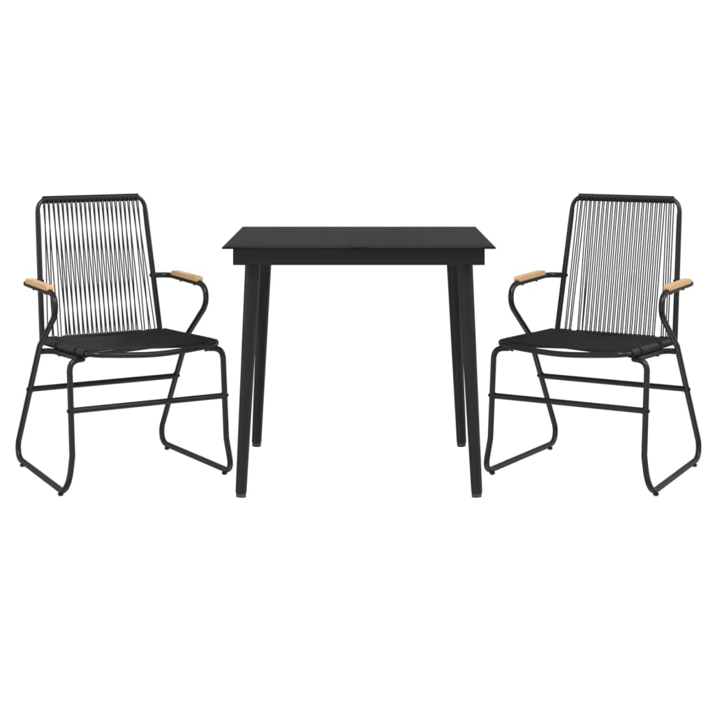 Set da Pranzo da Giardino 3 pz Nero in Rattan PVC - immagine 3