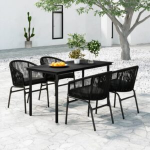 Set da Pranzo per Giardino 5 pz Nero