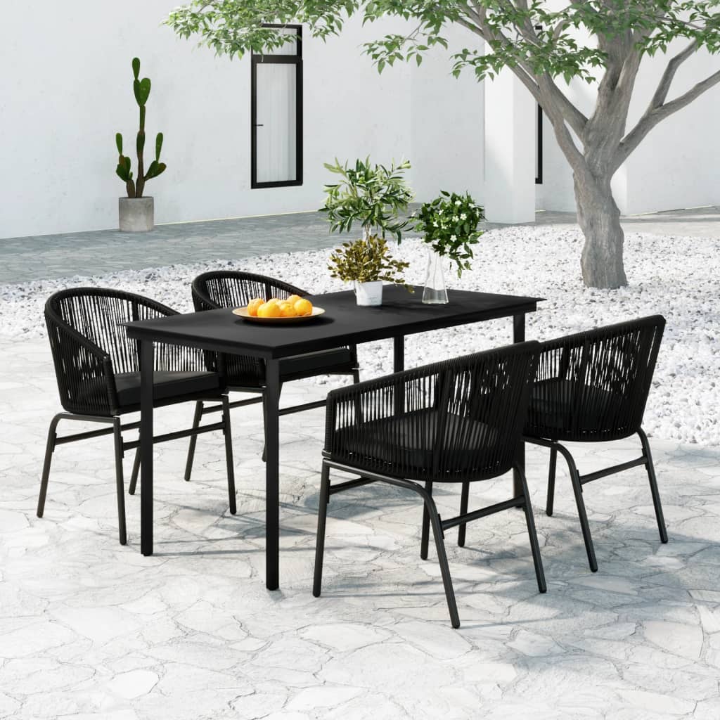 Set Mobili da Pranzo per Giardino 3 pz Nero