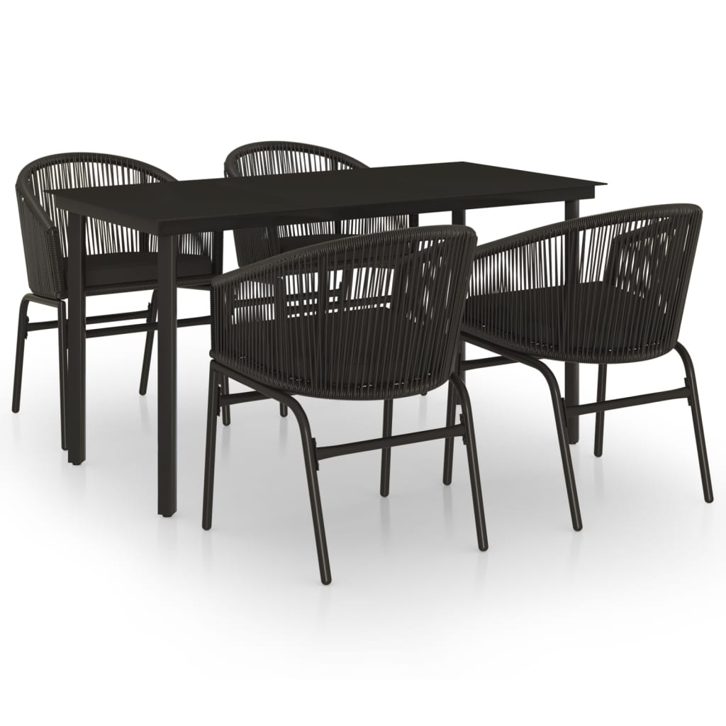 Set Mobili da Pranzo per Giardino 3 pz Nero - immagine 2
