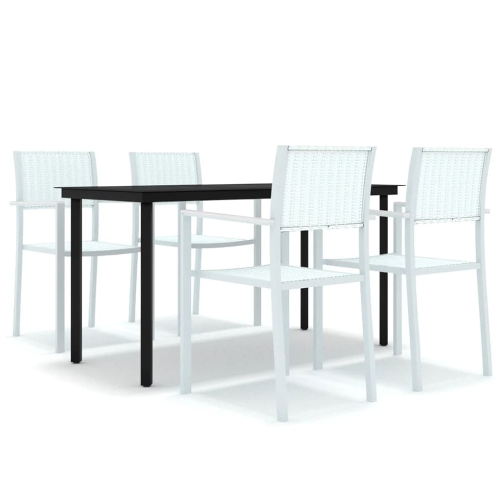 Set Mobili da Pranzo per Giardino 5 pz Bianco - immagine 2