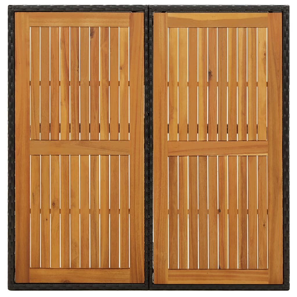 Tavolo Giardino Nero 109x107x74 cm Polyrattan e Massello Acacia - immagine 4