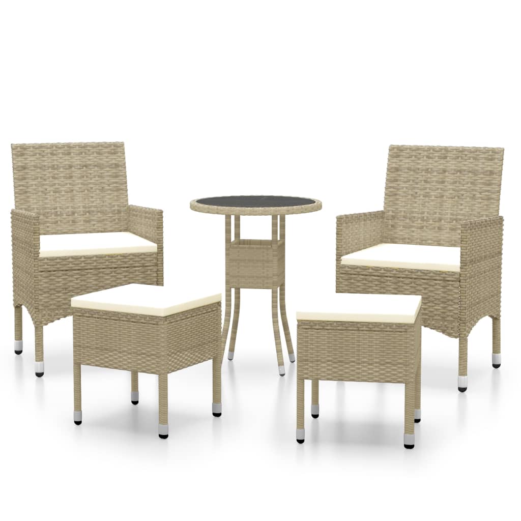 Set Divani da Giardino 5 pz in Polyrattan Beige - immagine 2