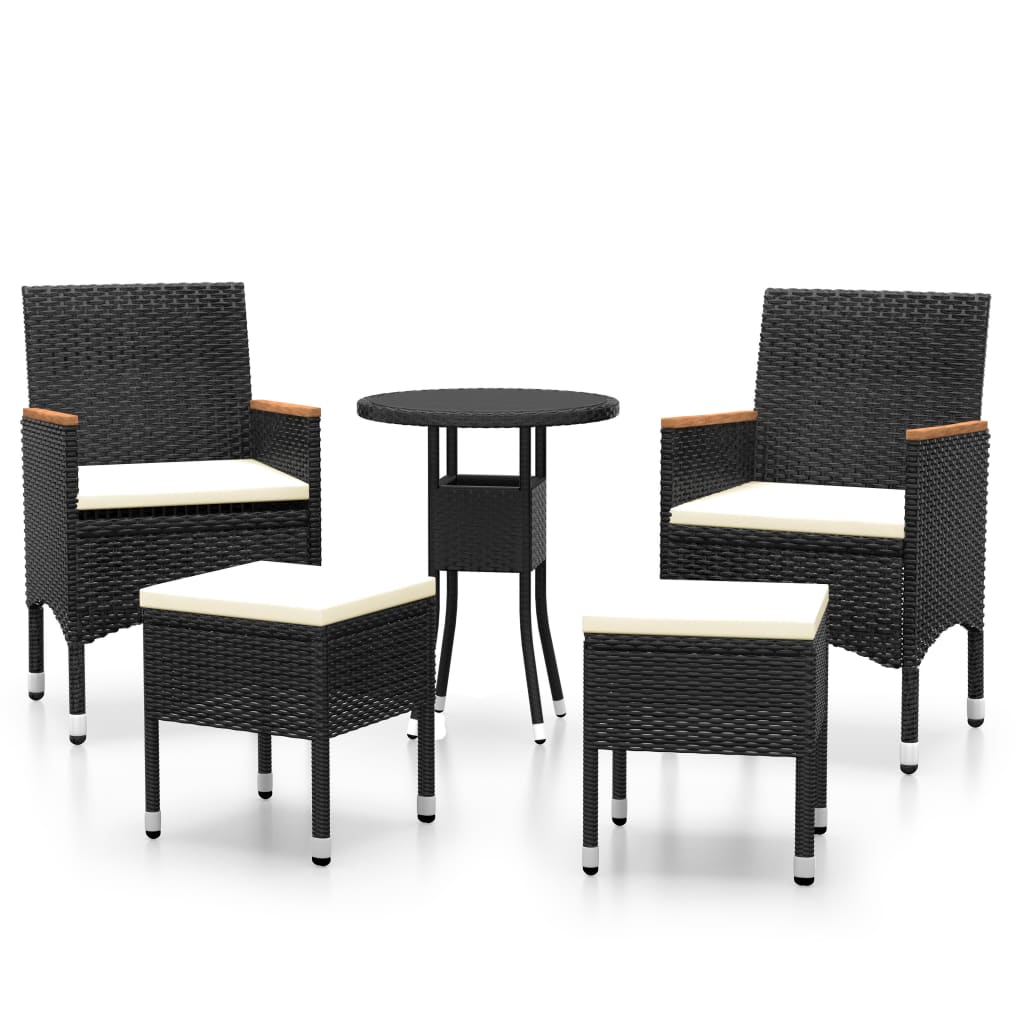 Set Divani da Giardino 5 pz in Polyrattan Nero - immagine 2