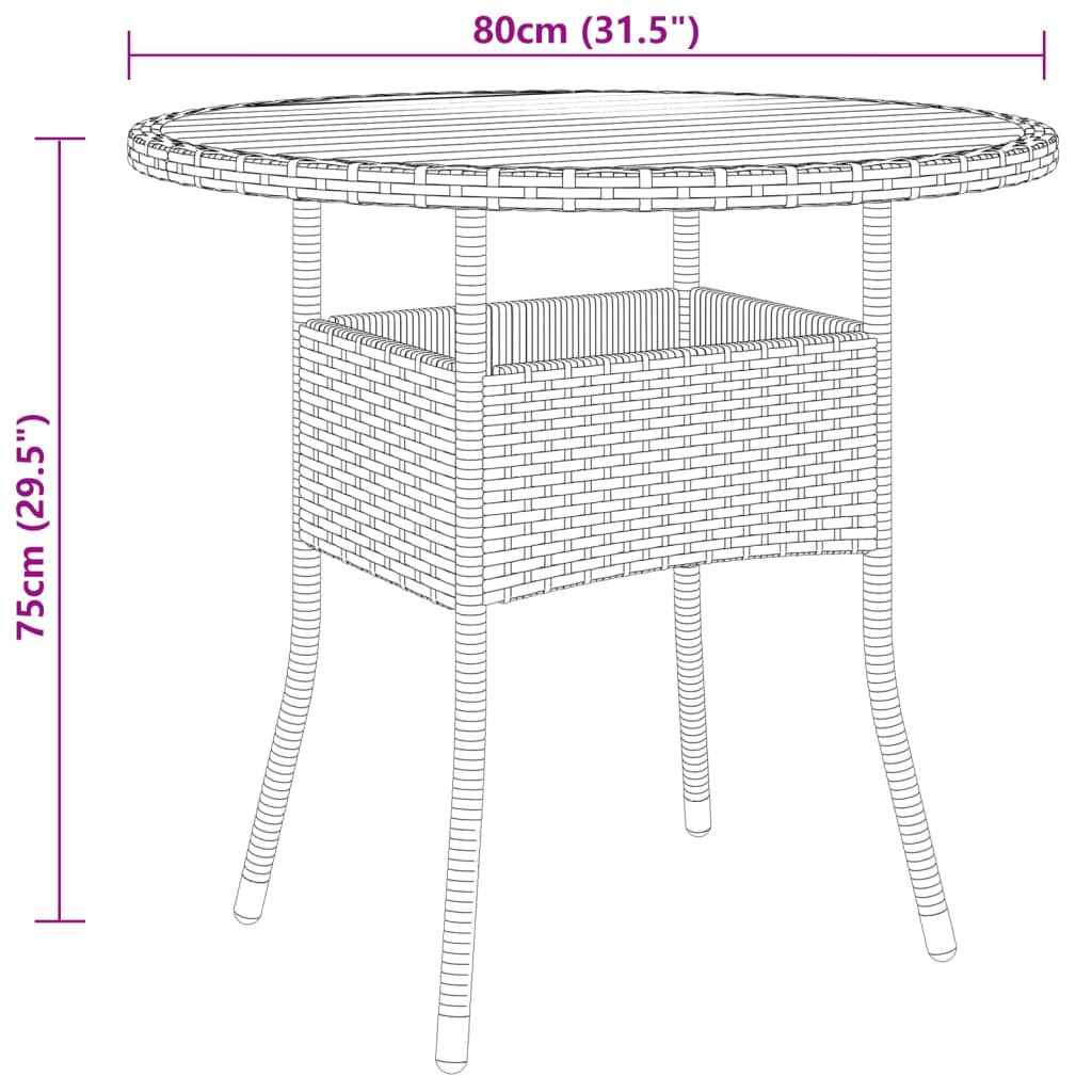 Set da Pranzo per Giardino 3 pz in Polyrattan Grigio - immagine 8