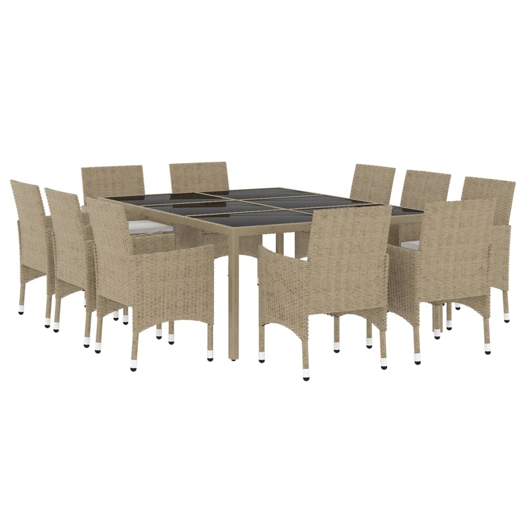 Set da Pranzo per Giardino 11 pz in Polyrattan Beige - immagine 3