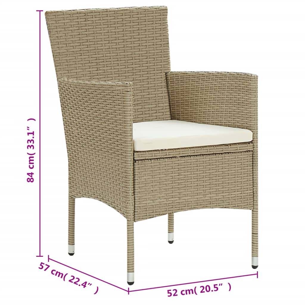 Set da Pranzo per Giardino 11 pz in Polyrattan Beige - immagine 8