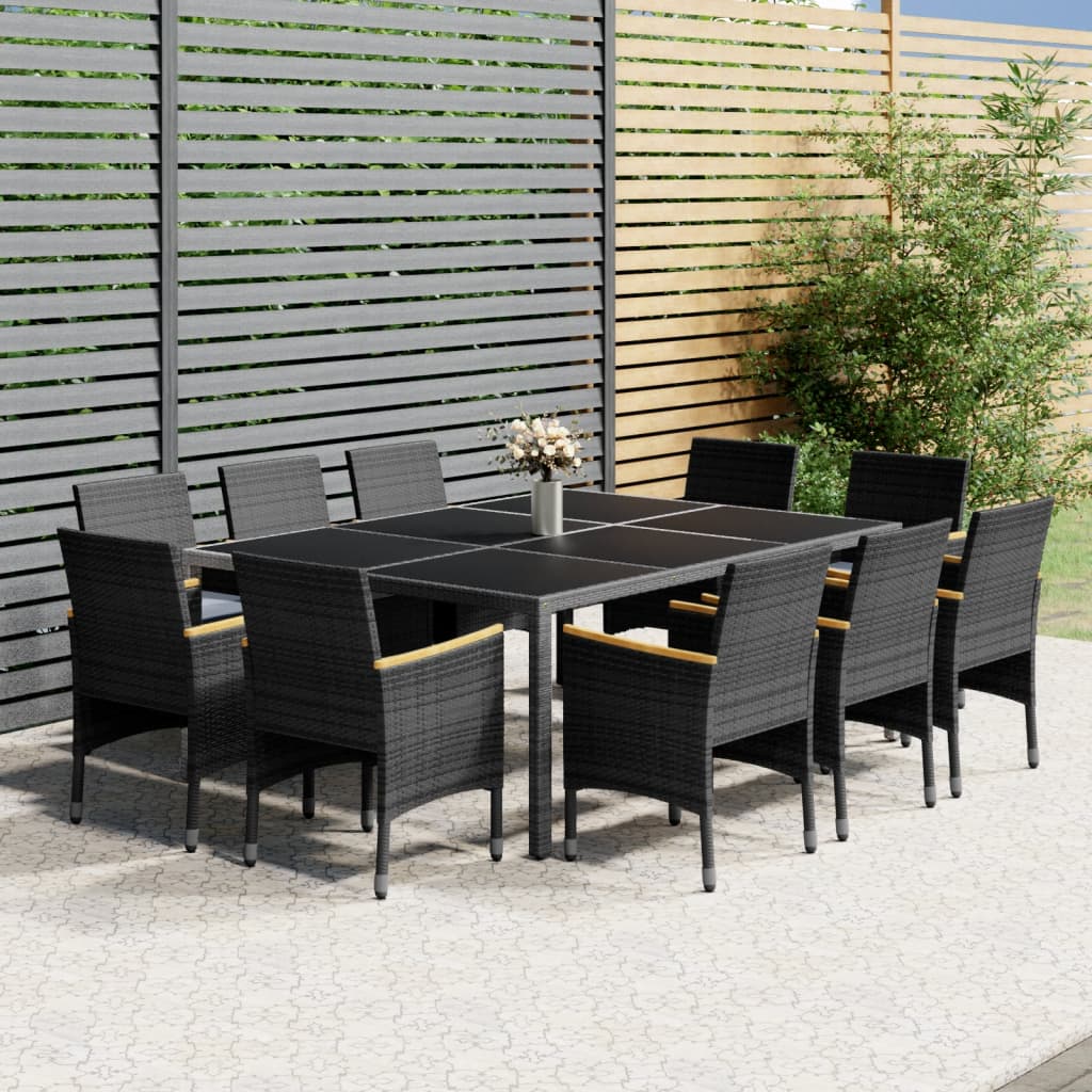 Set Pranzo da Giardino 11pz in Polyrattan Grigio