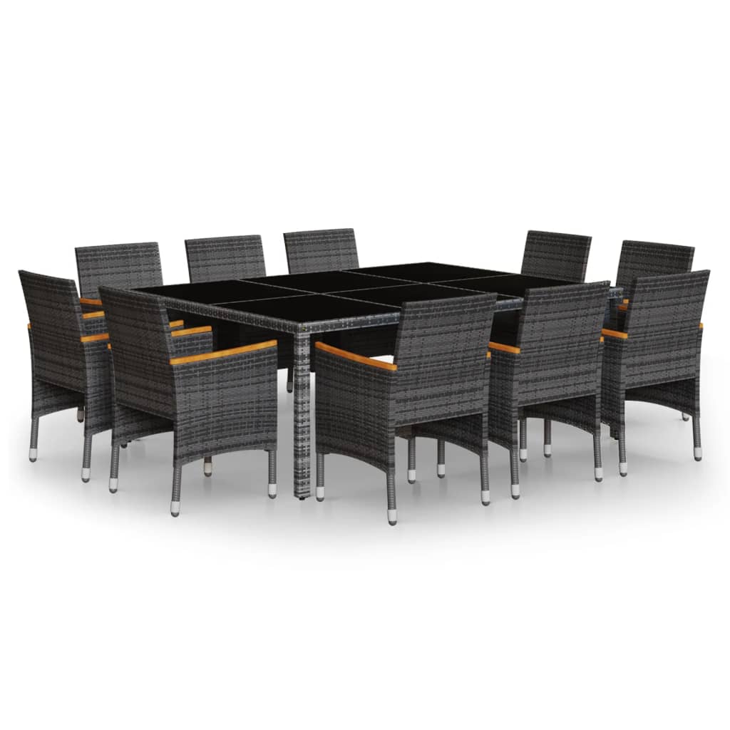 Set Pranzo da Giardino 11pz in Polyrattan Grigio - immagine 2