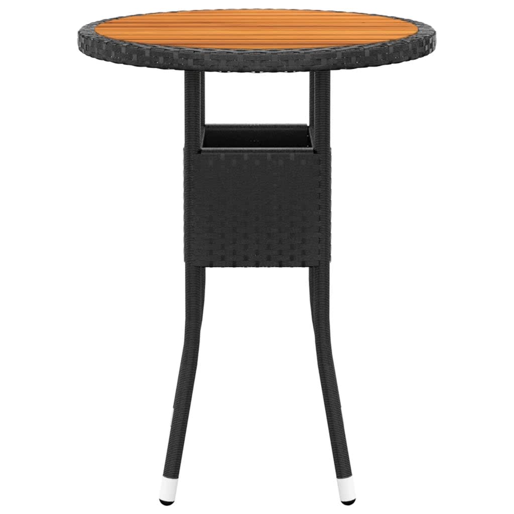 Set Bistrot da Giardino 3 pz Polyrattan e Legno Massello Nero - immagine 6