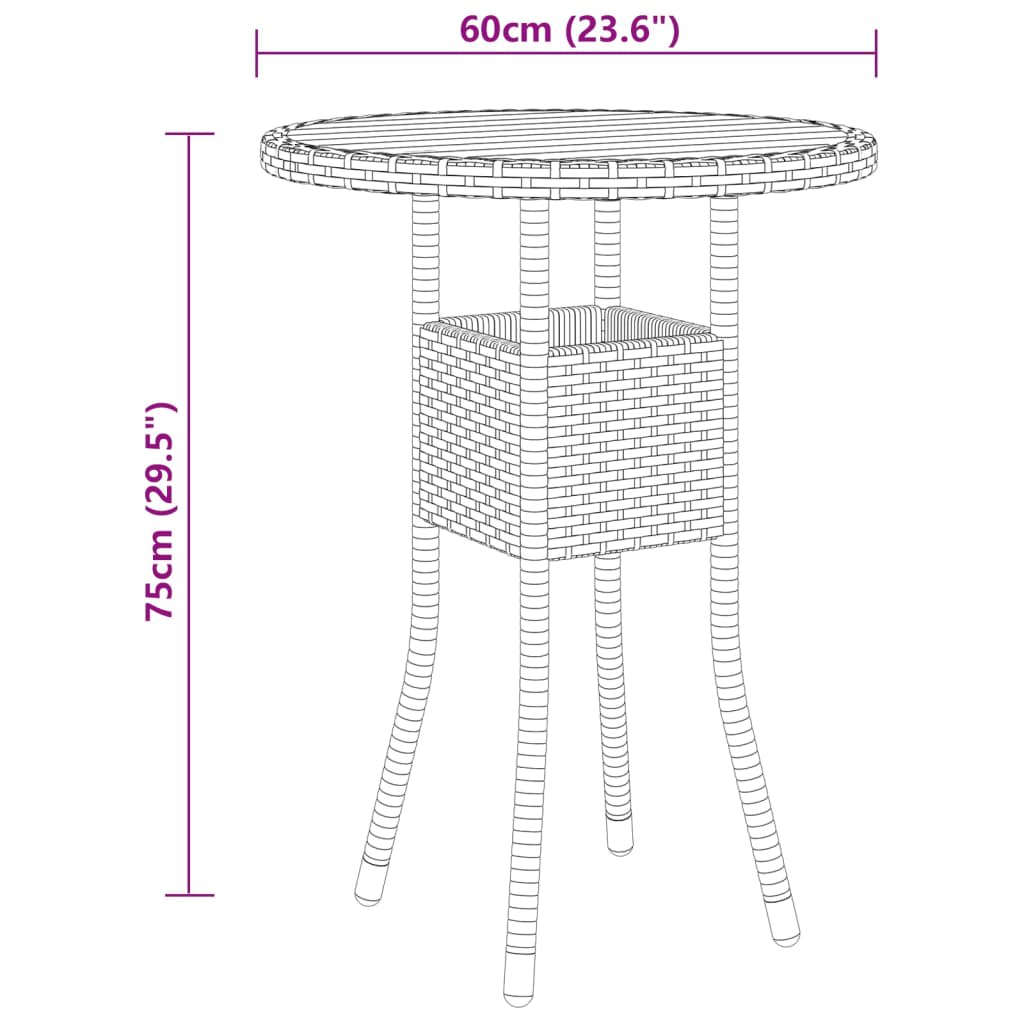 Set Bistrot da Giardino 3 pz Polyrattan e Legno Massello Nero - immagine 8