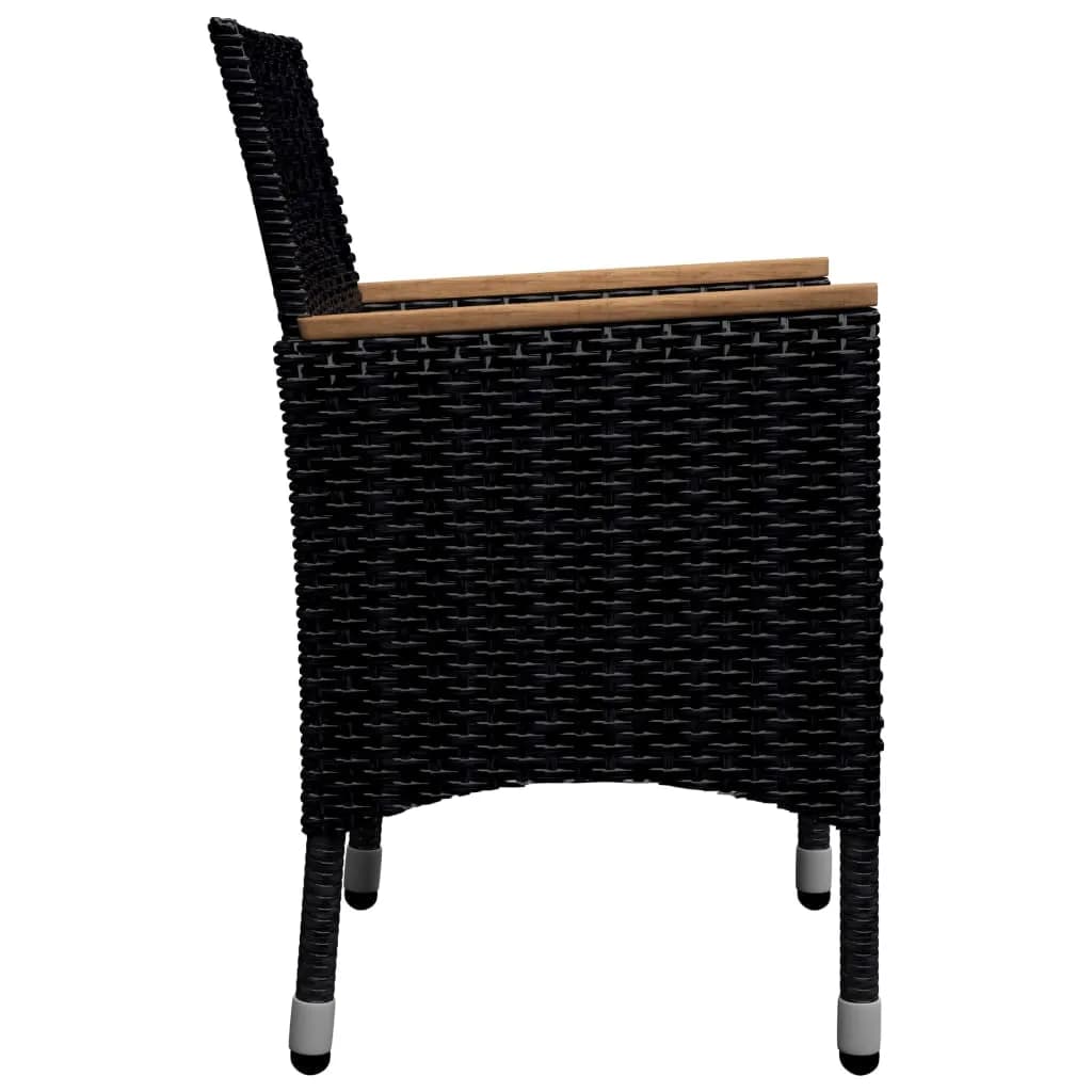 Set da Pranzo da Giardino 9 pz Polyrattan e Legno Massello Nero - immagine 5