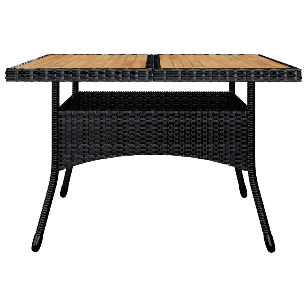 Set da Pranzo da Giardino 9 pz Polyrattan e Legno Massello Nero - immagine 7