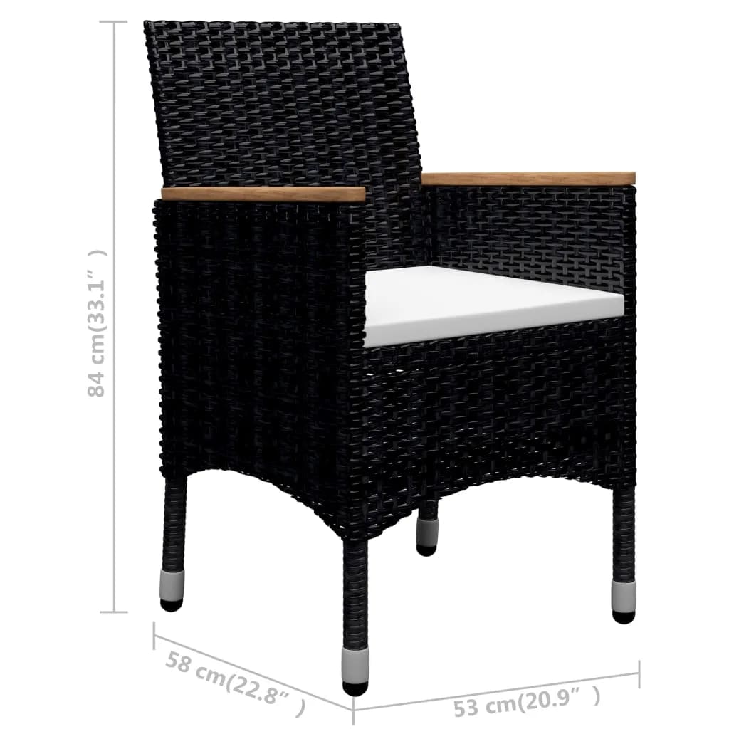 Set da Pranzo da Giardino 9 pz Polyrattan e Legno Massello Nero - immagine 8