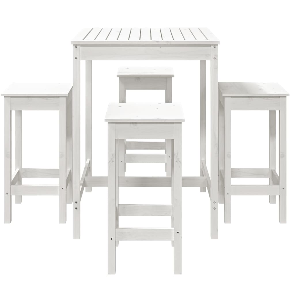 Set Bar da Giardino 5 pz Bianco in Legno Massello di Pino - immagine 4
