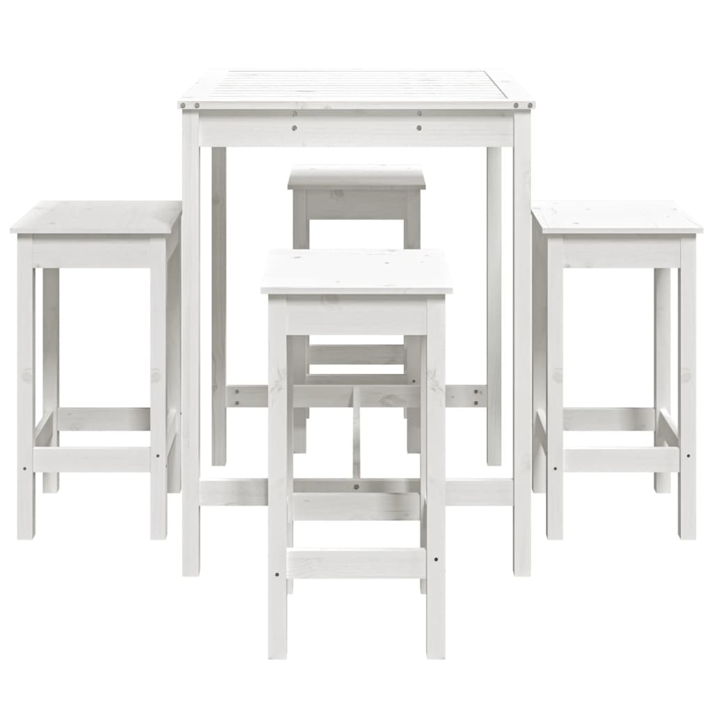 Set Bar da Giardino 5 pz Bianco in Legno Massello di Pino - immagine 5