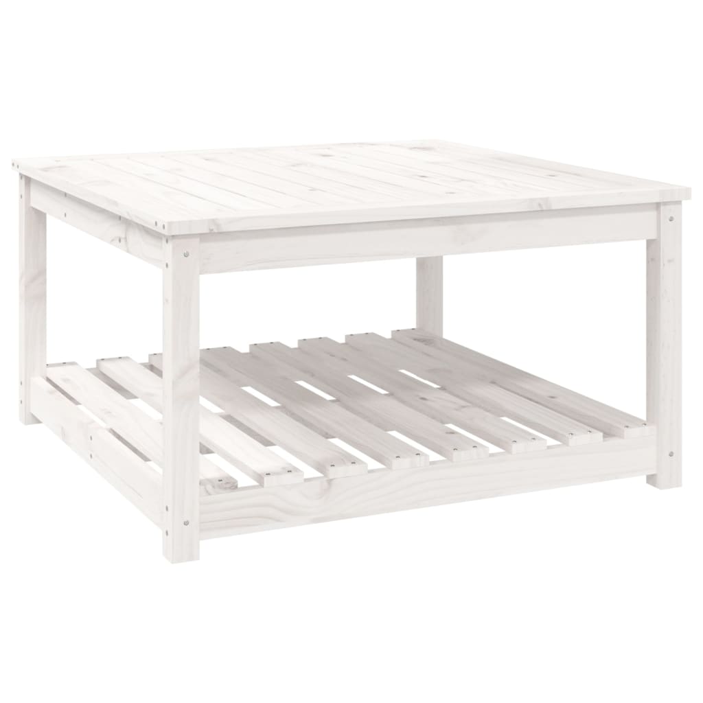 Tavolo da Giardino Bianco 82,5x82,5x45cm Legno Massello di Pino - immagine 2