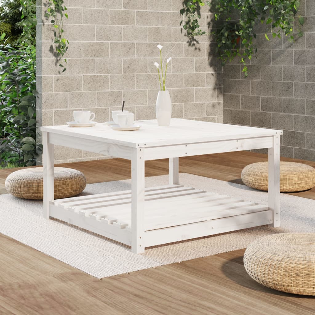 Tavolo da Giardino Bianco 82,5x82,5x45cm Legno Massello di Pino - immagine 3