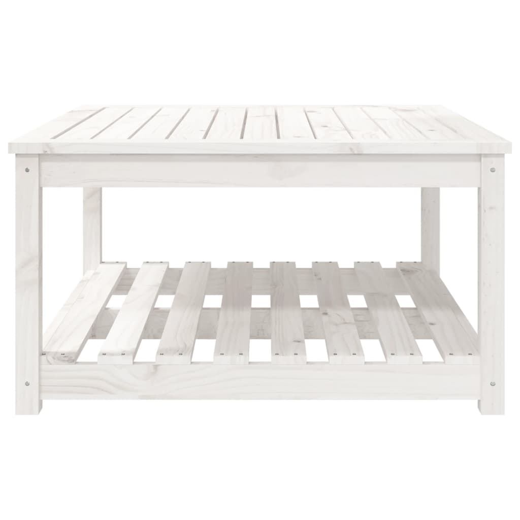 Tavolo da Giardino Bianco 82,5x82,5x45cm Legno Massello di Pino - immagine 4