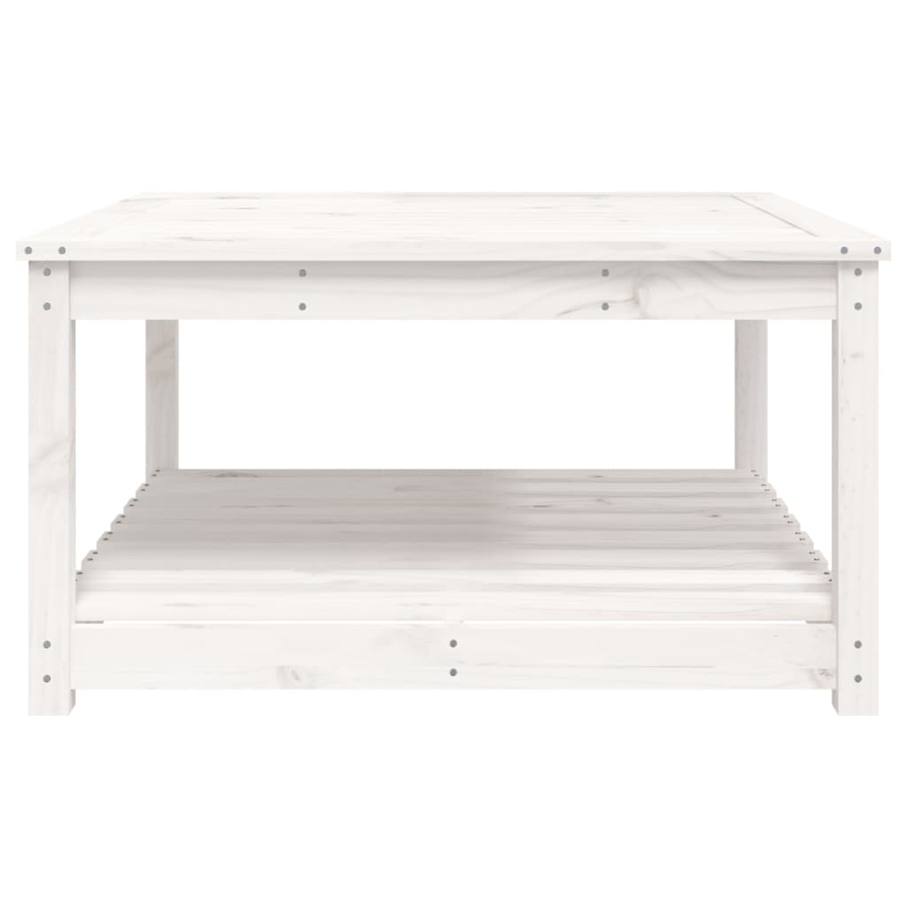 Tavolo da Giardino Bianco 82,5x82,5x45cm Legno Massello di Pino - immagine 5