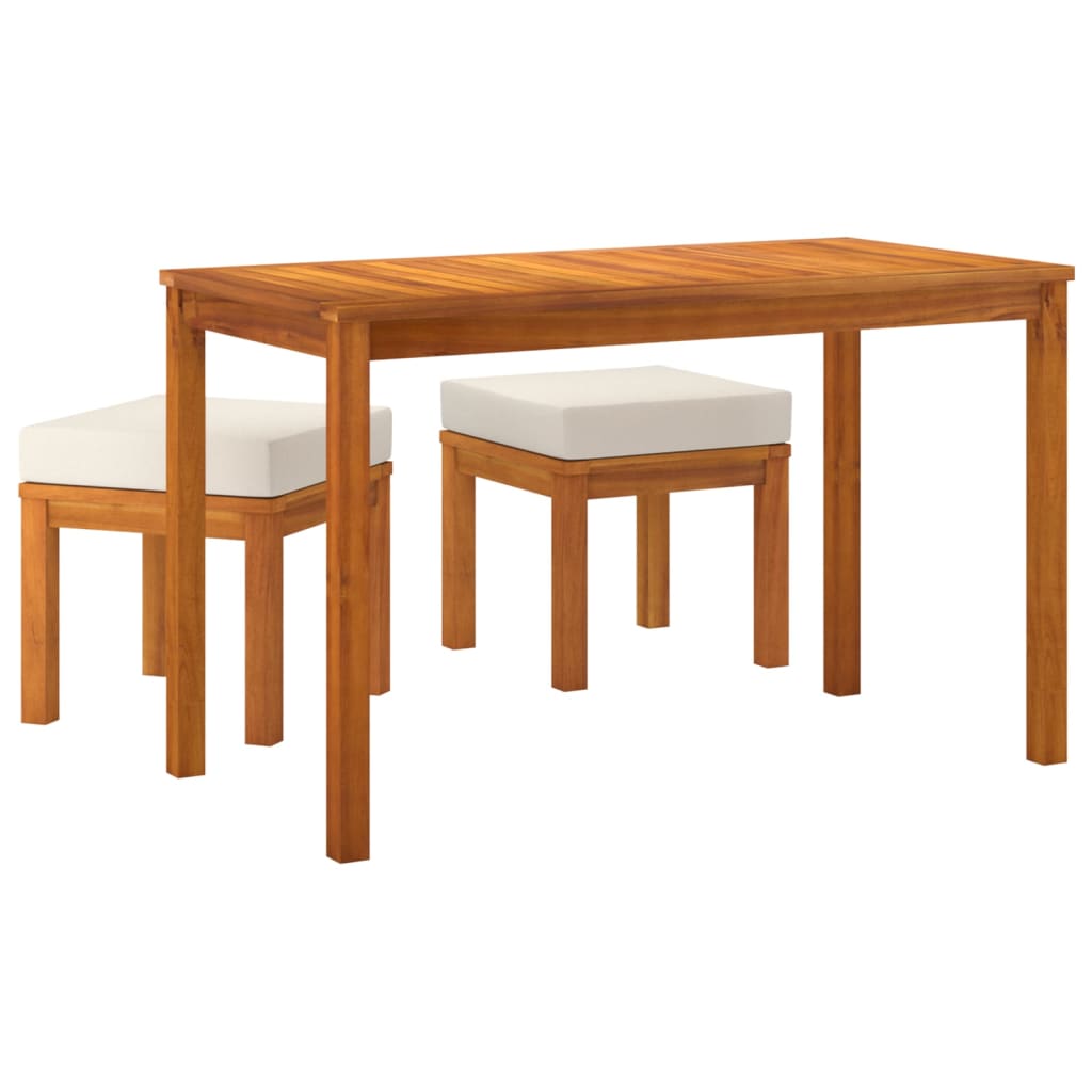 Set da Pranzo da Giardino 3pz con Cuscini Legno Massello Acacia - immagine 3