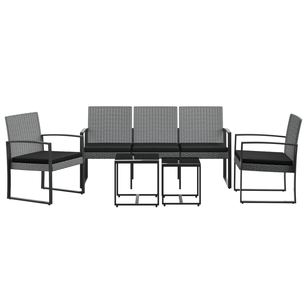 Set Pranzo da Giardino 5 pz con Cuscini PP Rattan Grigio Scuro - immagine 3