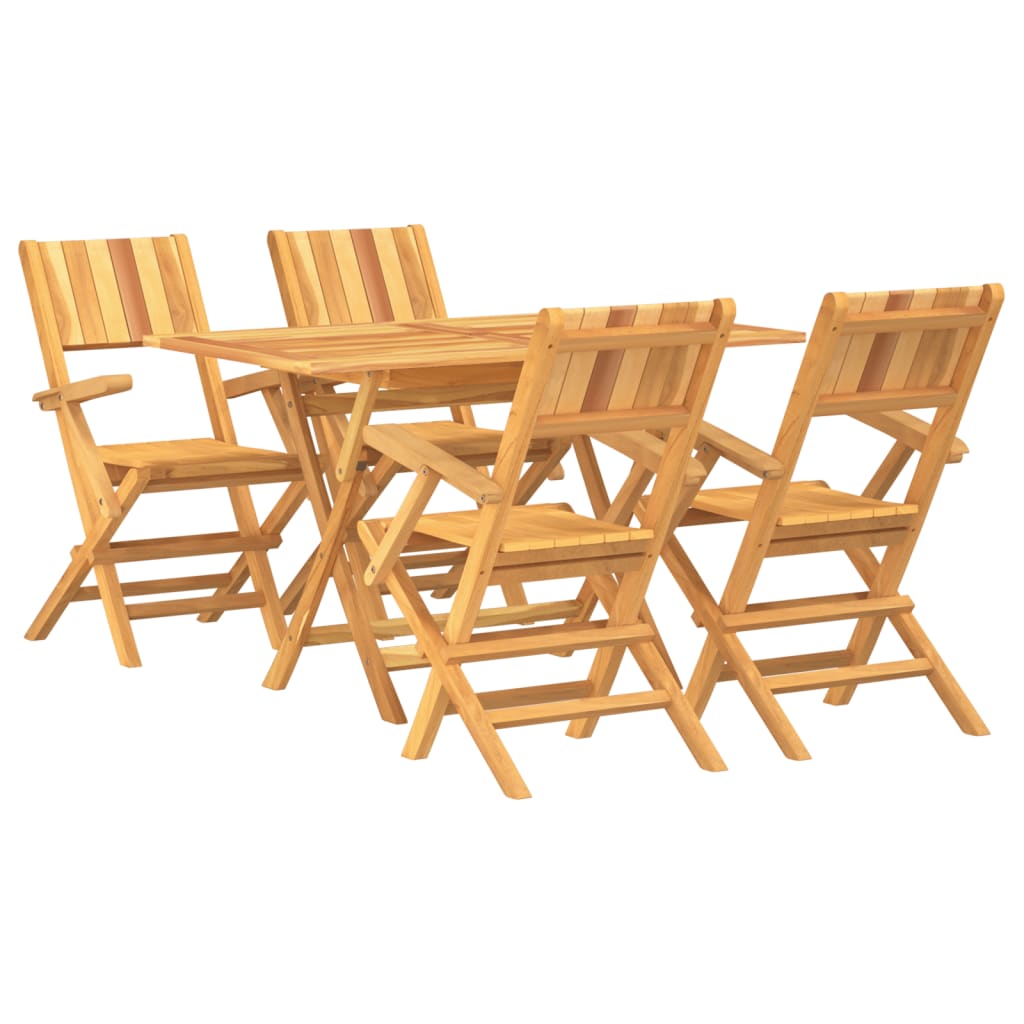 Set da Pranzo per Giardino 5 pz in Legno Massello di Teak - immagine 2