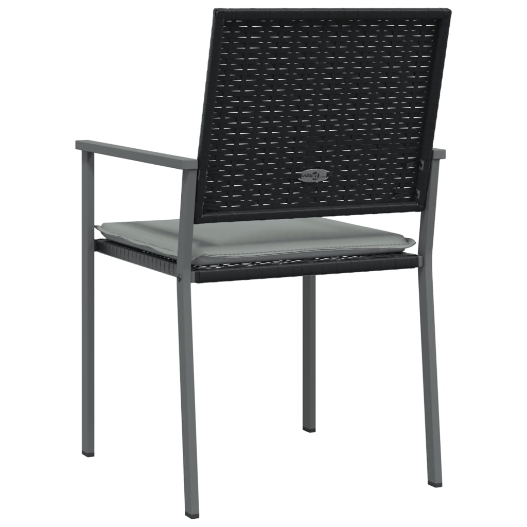 Sedie da Giardino con Cuscini 6pz Nere 54x62,5x89 cm Polyrattan - immagine 6