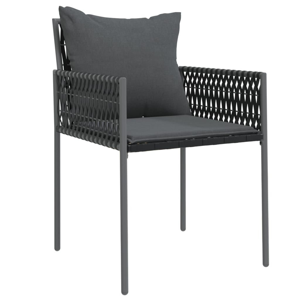 Sedie da Giardino con Cuscini 4pz Nere 54x61x83cm in Polyrattan - immagine 3