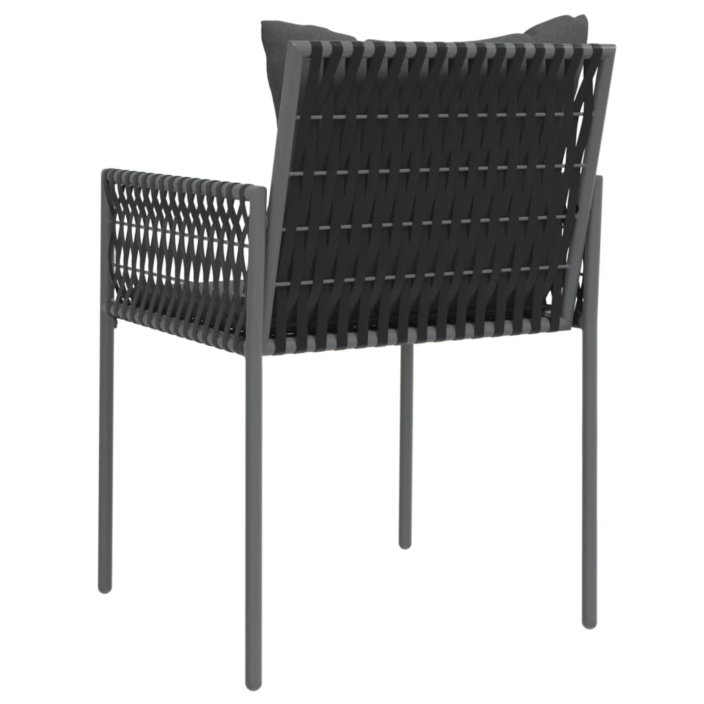 Sedie da Giardino con Cuscini 4pz Nere 54x61x83cm in Polyrattan - immagine 6